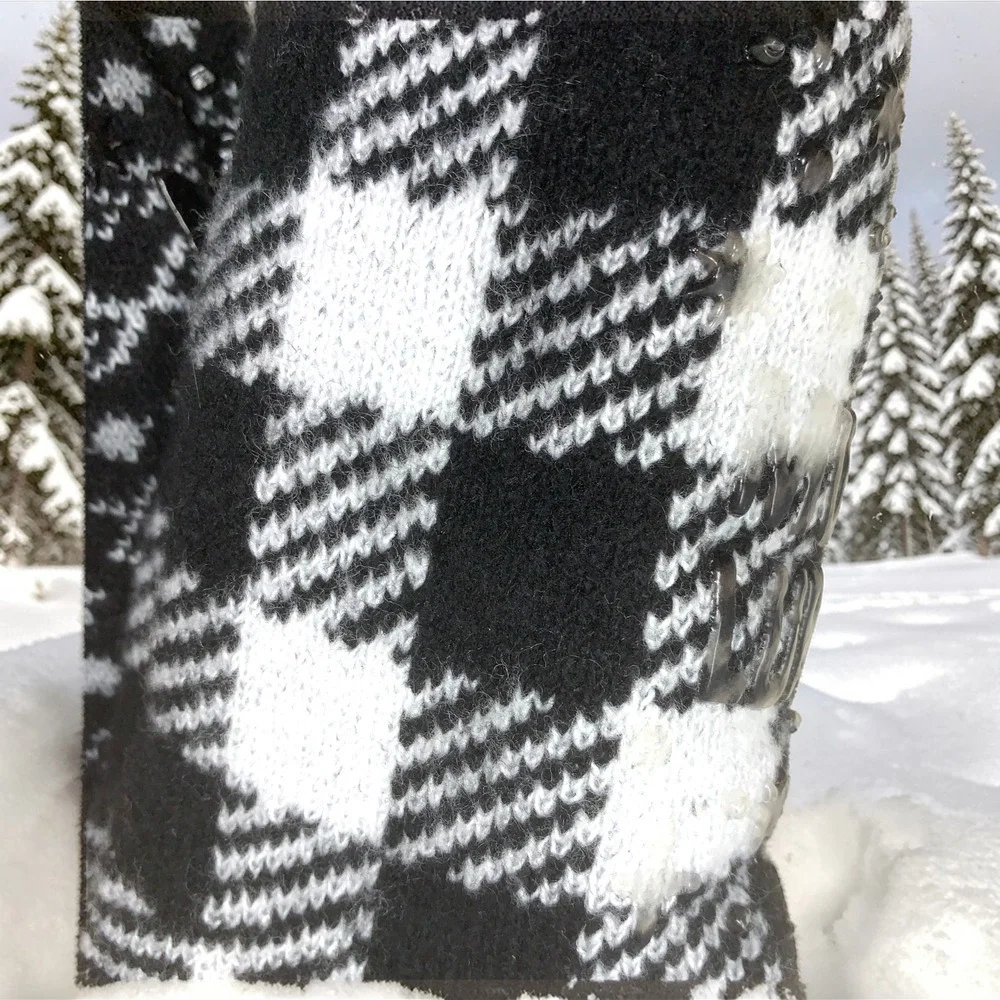 NEW MUK LUKS Cabin Socks Buffalo Plaid Black White Non Skid Women's Sz 6-10 NWT